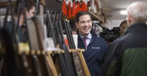 Republican presidential candidate, Sen. Marco Rubio, R-Fla. campaigns, Friday, Jan. 15, 2016, at Morses Sporting Goods in Hillsboro, N.H. (AP Photo/Matt Rourke)
